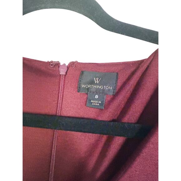 Worthington Belted V-Neck Jumpsuit 8 Wine Maroon Garnet Burgundy Event Holiday - Picture 5 of 6